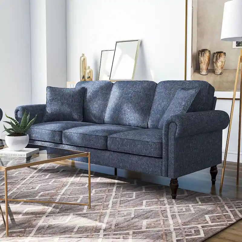 Igny Traditional Chenille Upholstered Rolled Arms Sofa by Furniture of America
