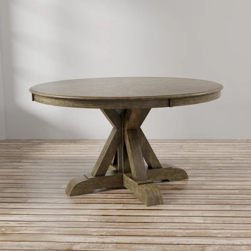 Furniture of America Dice Rustic Oak 54-inch Round Wood Dining Table