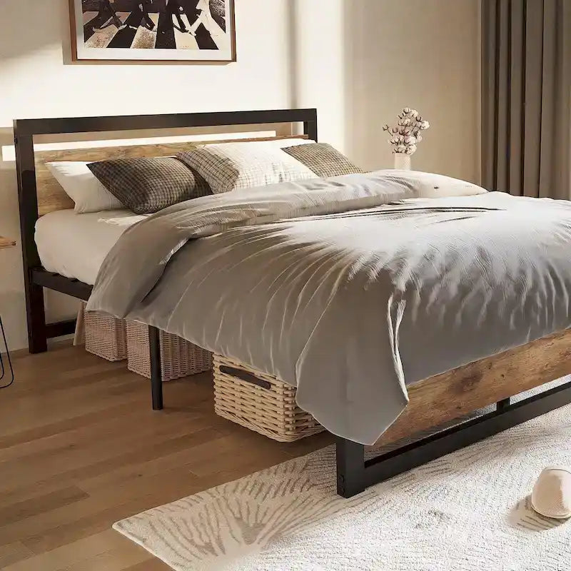 Estrutura de Cama Plataforma com Cabeceira, Não Precisa de Estrado de Molas