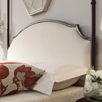 Cama de Dossel de Linho Creme com Estrutura em Cerejeira Castanha