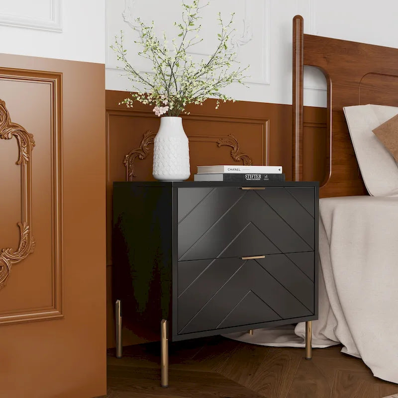 Clihome Modern 2-Drawer Storage Nightstand