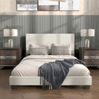 Cama de Plataforma Queen Ajustável de Boucle Branca Moderna