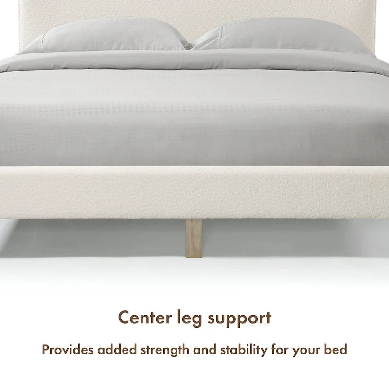 Cama de Plataforma Queen Ajustável de Boucle Branca Moderna