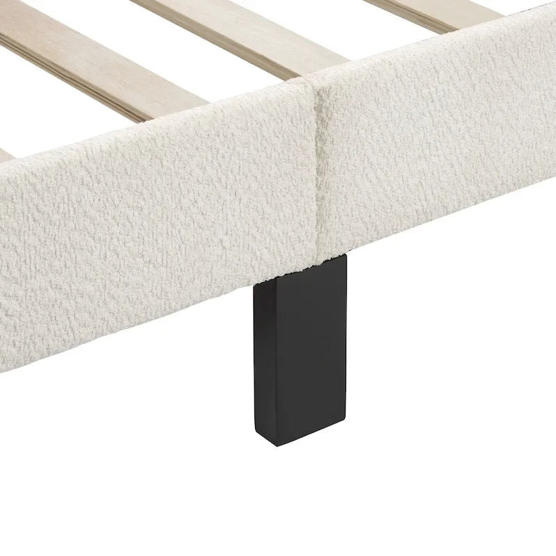 Cama de Plataforma Queen Ajustável de Boucle Branca Moderna