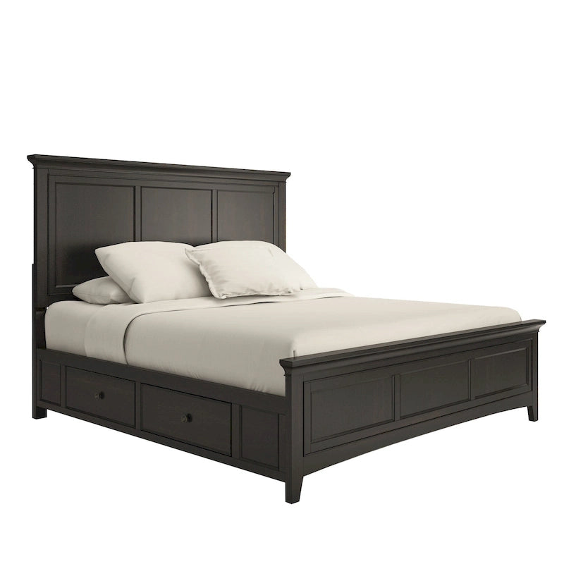Cama Plataforma King Size em Painel de Madeira com Gavetas de Armazenamento