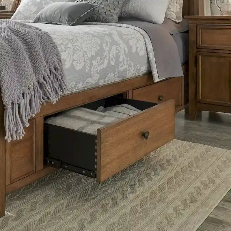 Cama Plataforma King Size em Painel de Madeira com Gavetas de Armazenamento