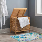 Cesto de Roupa em Bambu Natural com Tampa de Dobradiça de Segurança