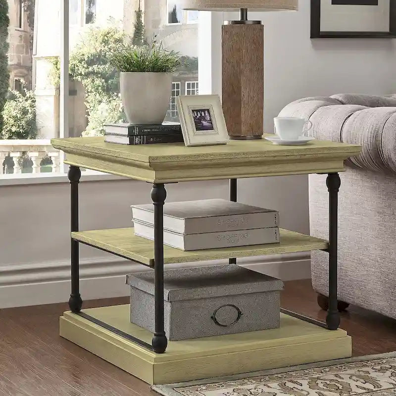 Mesa Lateral de Apoio Cornice com Armazenamento Estilo Industrial