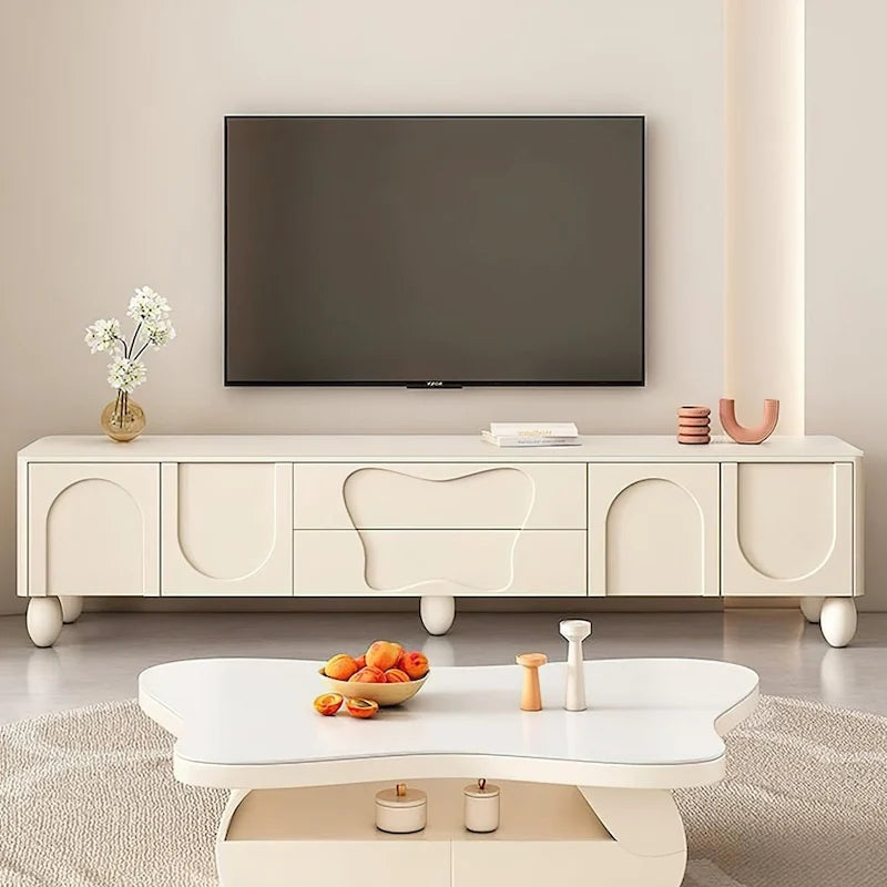 78-inch TV Stand with Storage Luxury Cream Media Console Extra storage space - 78 inches in width