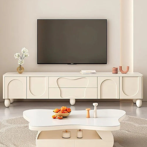 78-inch TV Stand with Storage Luxury Cream Media Console Extra storage space - 78 inches in width