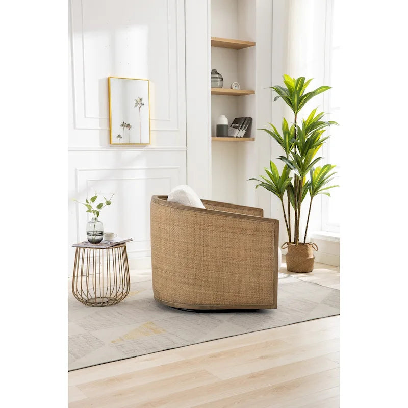 Cadeira de Destaque com Barril Rotativo de 360 Graus e Estrutura de Rotim