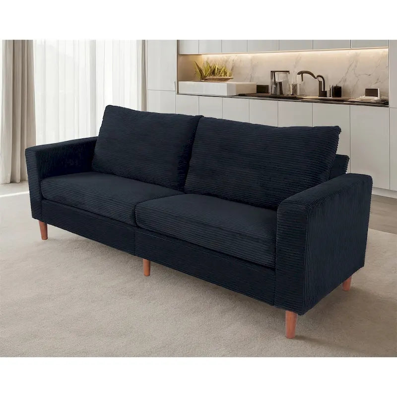 Sofá de 82 Polegadas, Sofá Confortável com Assentos Extra Profundos, Sofá de Cotelê para Sala de Estar, Sofá de Dois Lugares com Capa Removível e Almofadas