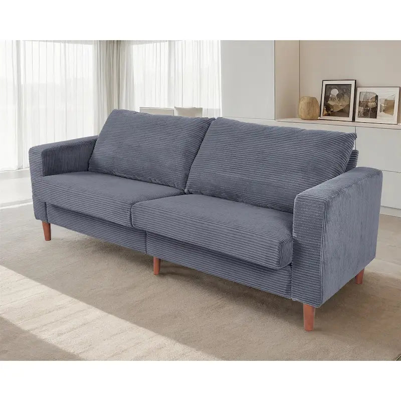 Sofá de 82 Polegadas, Sofá Confortável com Assentos Extra Profundos, Sofá de Cotelê para Sala de Estar, Sofá de Dois Lugares com Capa Removível e Almofadas
