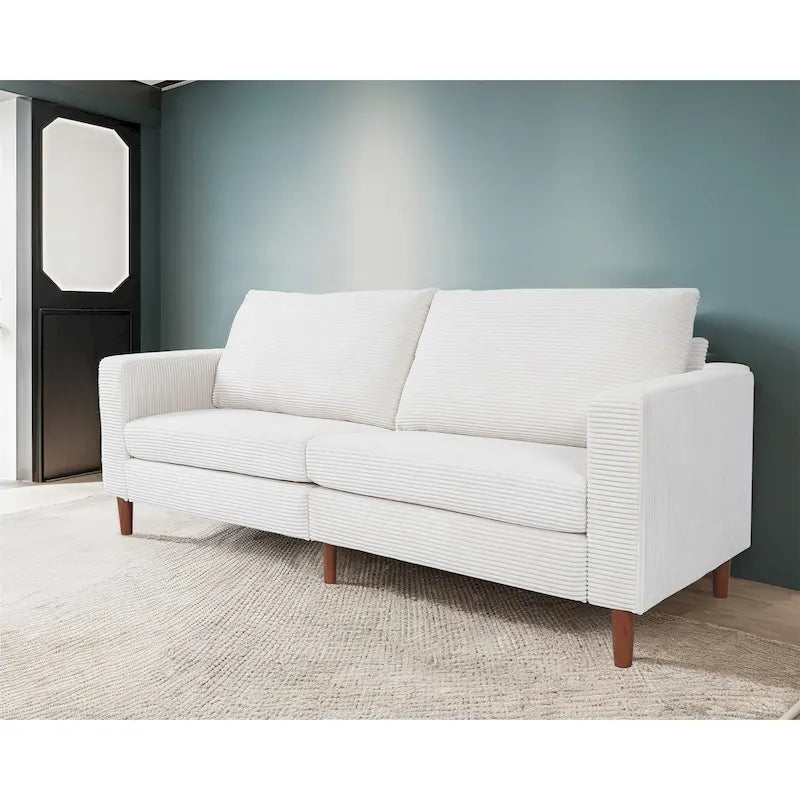 Sofá de 82 Polegadas, Sofá Confortável com Assentos Extra Profundos, Sofá de Cotelê para Sala de Estar, Sofá de Dois Lugares com Capa Removível e Almofadas