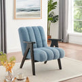 Poltrona Accent Moderna em Tecido Sherpa Teddy com Estrutura em Madeira Espresso
