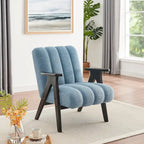Poltrona Accent Moderna em Tecido Sherpa Teddy com Estrutura em Madeira Espresso