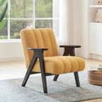 Poltrona Accent Moderna em Tecido Sherpa Teddy com Estrutura em Madeira Espresso